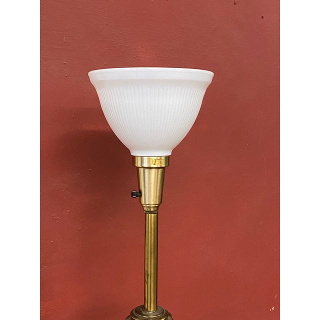 Vintage 1970s Stiffel Brass & White Lamps - a Pair For Sale - Image 9 of 13