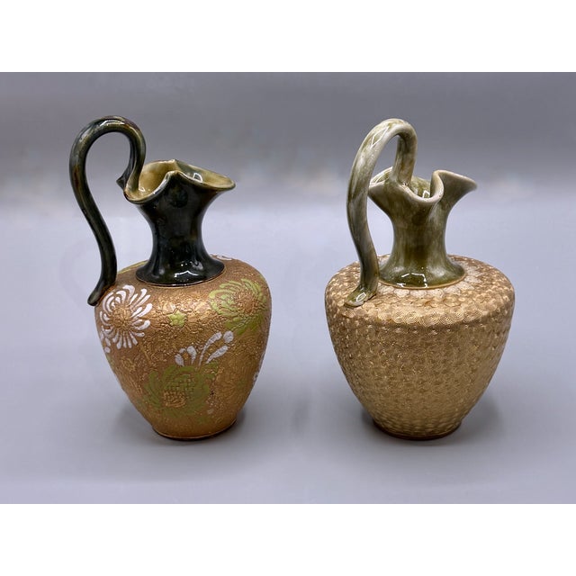 Antique Art Nouveau Stoneware Vases from Royal Doulton Lambeth, 1890s, Set of 2 For Sale - Image 3 of 18