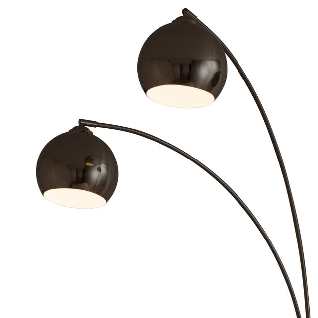 2020s Original 1962 Triplet 3 Light Arc Floor Lamp - Black Nickel, Black Marble Base, Dimmer Switch For Sale - Image 5 of 14