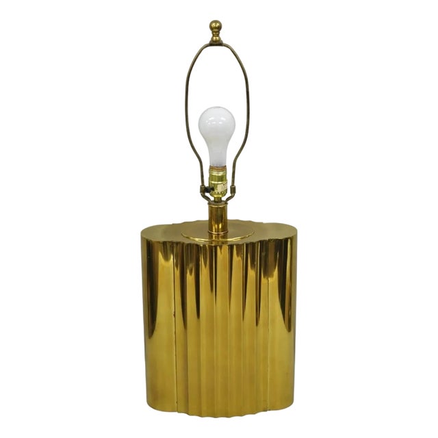 Vintage Paul Hanson Hollywood Regency Burnished Brass Fluted Table Lamp For Sale