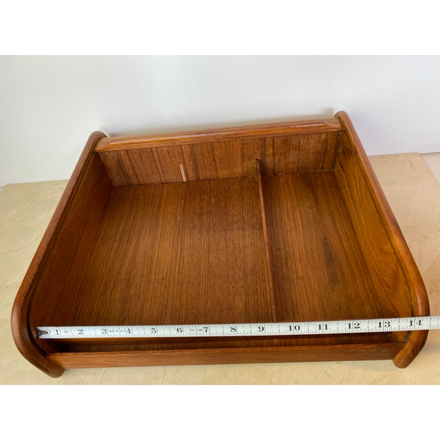 Vintage Teak Tambour Roll-Top Storage Box, Danish Modern Style For Sale - Image 9 of 12