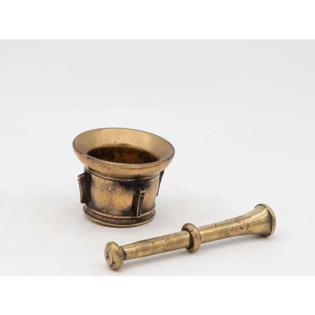 Antique Vintage Brass Mortar and Pestle For Sale In New York - Image 6 of 8