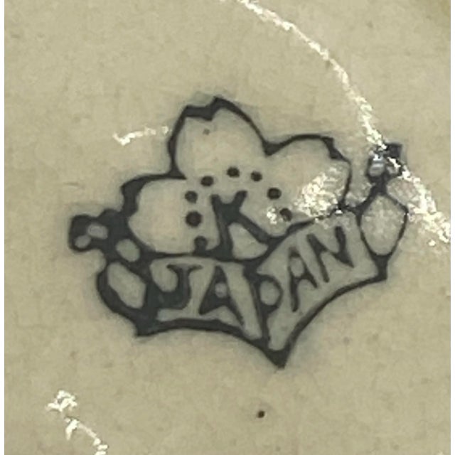 Cream Vintage Divided Ceramic Hand Painted Dish Plate Majolica Style K Maker’s Mark Japan 1940’s For Sale - Image 8 of 12