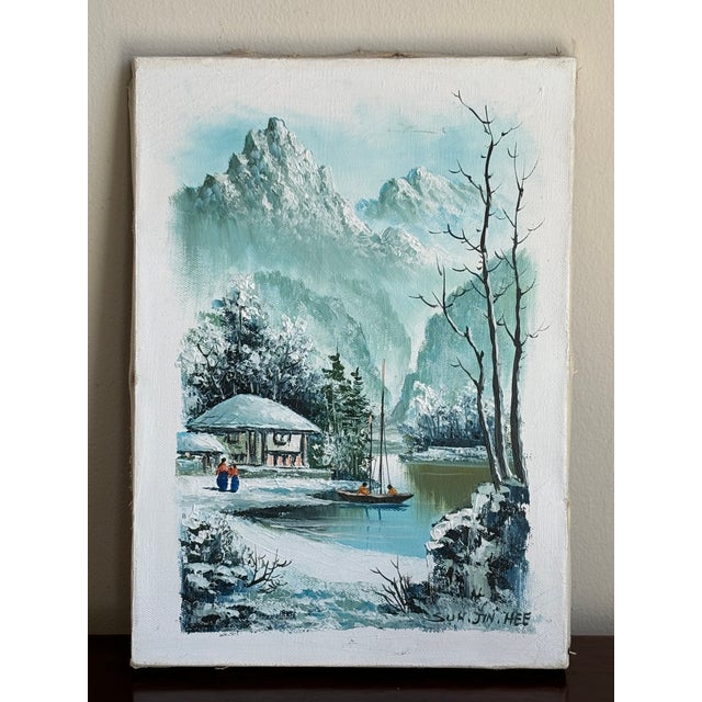 Offering a lovely mid-20th century winter landscape painting by South Korean artist Suh Jin Hee. This lovely work depicts...