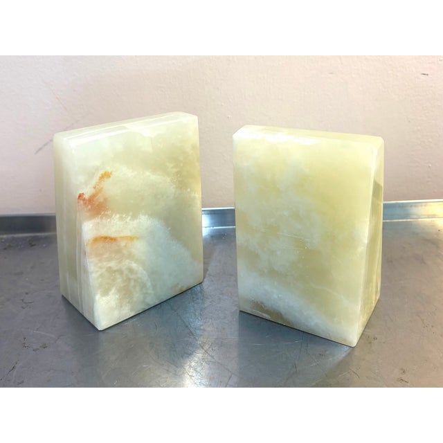 1960s Geometric Yellow Onyx Bookends For Sale - Image 5 of 5