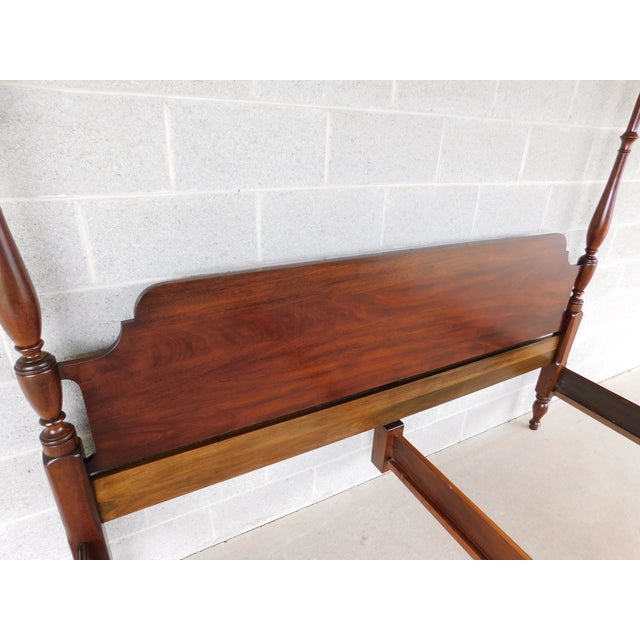 Henkel Harris Mahogany King Size Poster Bed Georgian Style, #29 Mahogany Finish, King Size Split Twin Mattress Base, Hook...