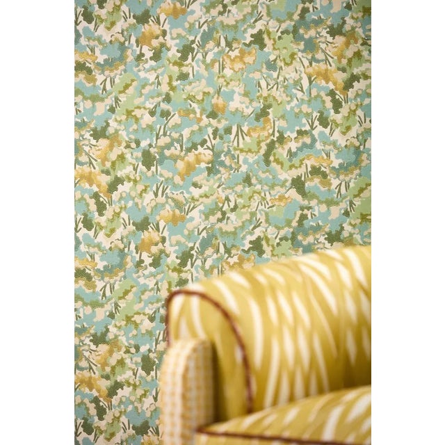 Contemporary Harlequin Tree Tops Wallpaper in Honey/Clover/Sky - a Sample For Sale - Image 3 of 3