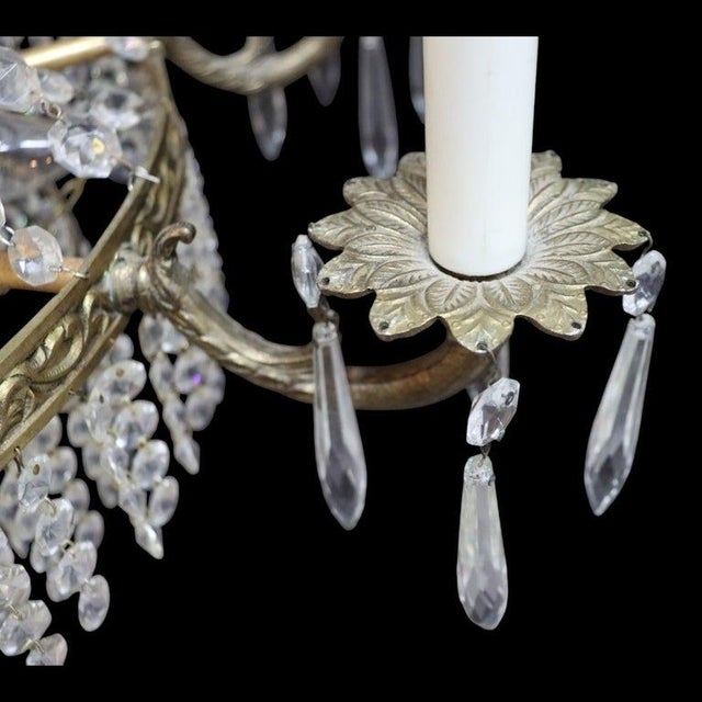 Bronze French Empire Style Crystal & Gilt Bronze “Crystal Basket” 8-Light Chandelier For Sale - Image 8 of 11