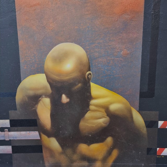 Roberto Nezzi, Nude Man, Mixed Media on Canvas, 2000 For Sale - Image 7 of 9