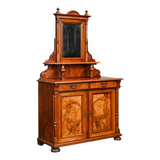 Gründerzeit Sideboard in Walnut with Mirrored Top, 1800s For Sale