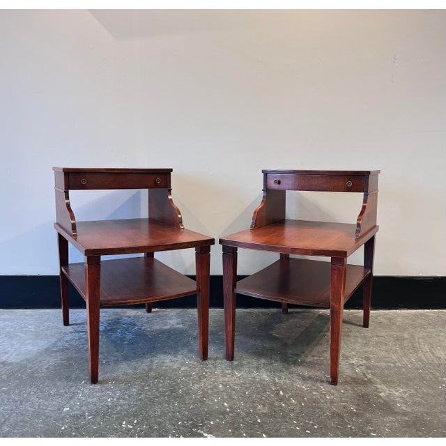 Pair of Mersman Mahogany Side Tables. Sturdy legs & body. All drawers work.