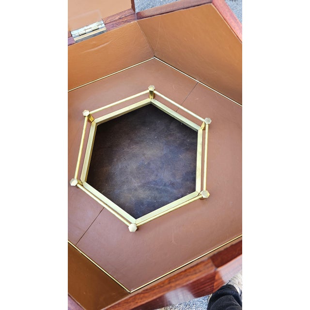 Polygonal Bar Cabinet in Mahogany and Brass by Vuillermoz, 1960s For Sale - Image 10 of 18