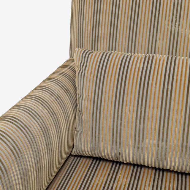 Textile Dessin Fournir Striped Upholstered High-Back Armchair For Sale - Image 7 of 8