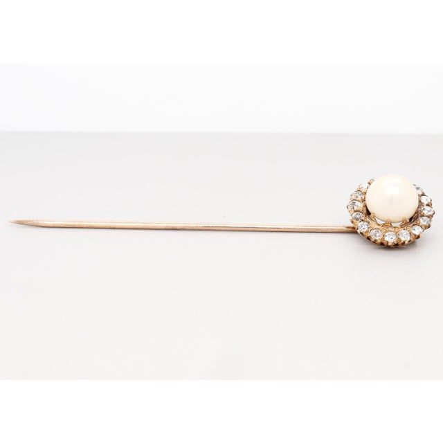 Vintage Mid-Century 14k Gold, Mabe Pearl, and Diamond Stickpin For Sale - Image 12 of 12