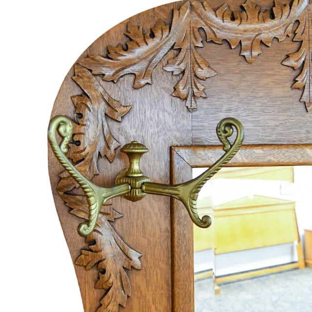 Wood Vintage White Oak Coat Rack Bench For Sale - Image 7 of 12