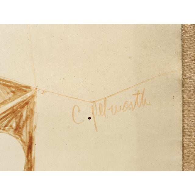 Charles Pebworth Modern Abstract Neutral Tone Figurative Drawing of a Woman with Wings, Late 20th Century For Sale - Image 10 of 11