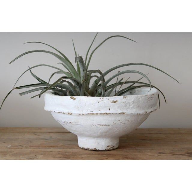 Mid 20th Century Rustic Vintage Paper-Mache Bowl/Weathered White For Sale - Image 5 of 6