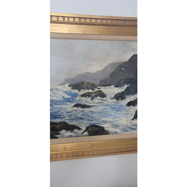 Realism 1970s Crashing Waves Oil on Canvas Painting Signed & Framed For Sale - Image 3 of 12