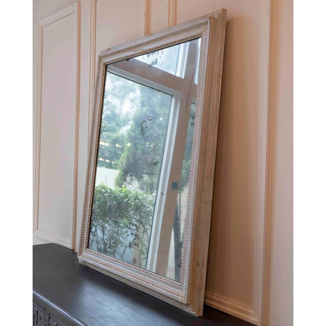 Wood French 18th Century Louis XVI Painted Mirror with Original Glass For Sale - Image 7 of 8