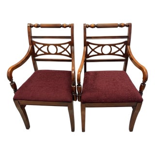 Pair of Mid-Century American Colonial Revival Hardwood Captain’s Dining Armchairs, Circa 1940–1960 For Sale
