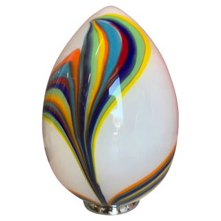 Murano Style Glass Multicolored Reeds White Egg Lamp from Simoeng For Sale