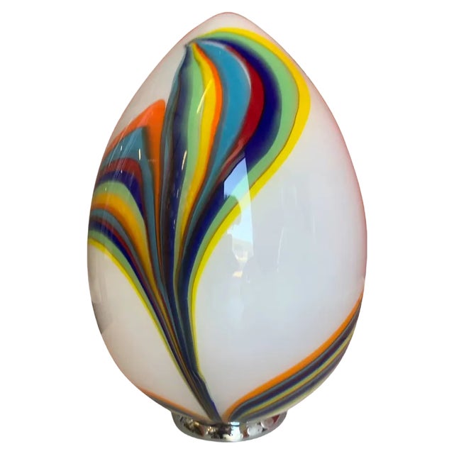 Murano Style Glass Multicolored Reeds White Egg Lamp from Simoeng For Sale