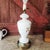 Vintage Milk Glass Table Lamp With Gold Floral Design & Brass Base For Sale - Image 15 of 18