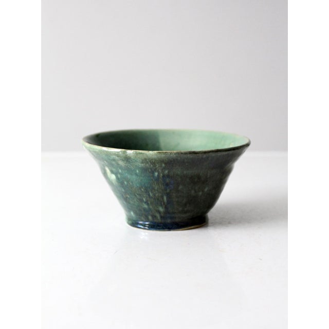 Green Handmade Studio Pottery Bowl For Sale - Image 8 of 9