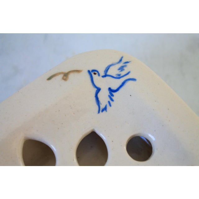Vintage Footed Studio Art Pottery Soap Dish W/ Dove Motif For Sale - Image 4 of 5