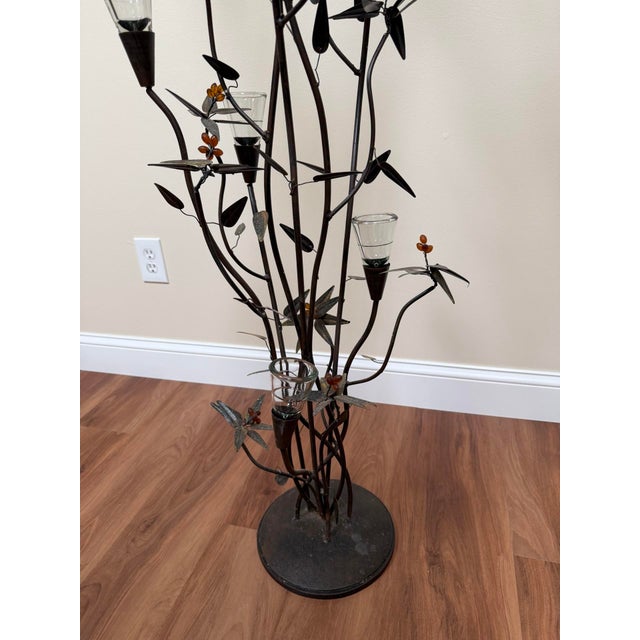Vintage Wrought Iron Botanical Floor Candelabra For Sale - Image 11 of 18
