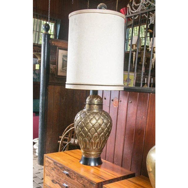 Mabro Lamp Company 1960s Vintage Brass Ginger Jar Lamp For Sale - Image 4 of 15