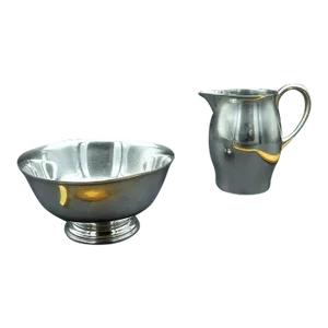 1950s Reed & Barton Silver Plate Paul Revere Replica Cream Pitcher & Sugar Bowl Set- 2 Pieces