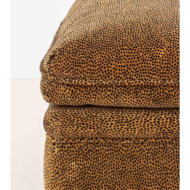 Modern Cheetah Print Upholstered Ottoman For Sale - Image 3 of 6