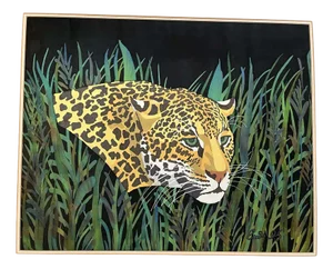 Anthi Hadjinikolaou, Leopard, Painting on Silk, 1995
