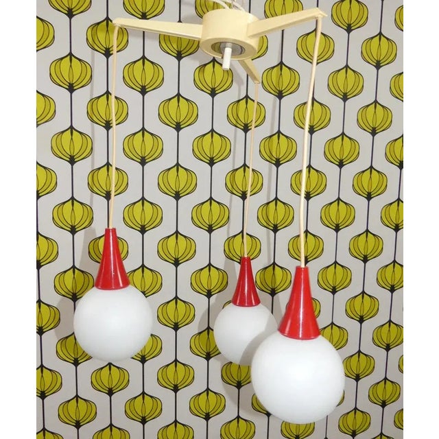 Ball White and Red 3 Flame Frosted Glass Cascade Lamp For Sale - Image 10 of 13