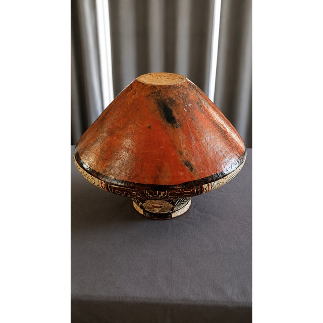 Large Peru Shipibo-Conibo Mahuetá Anthropomorphic Peruvian Pottery Vessel: Kené Pattern Tribal Art Ceramic Vase For Sale - Image 9 of 9