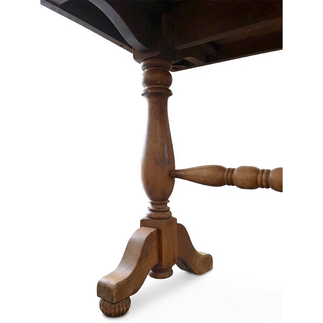 Wood Antique Early 20th Century Reischmann Colonial Revival Maple Library Table (C. 1910–1920) For Sale - Image 7 of 12