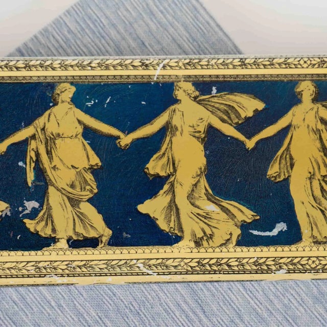 Vintage Greek Muses Metal Decorative Box With Sliding Wood Interior For Sale - Image 12 of 13