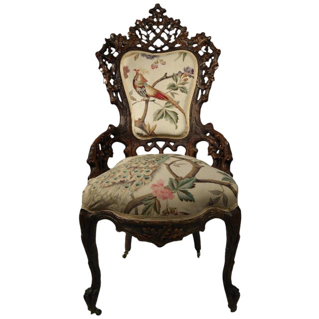 1880s Black Forest Side Chair For Sale
