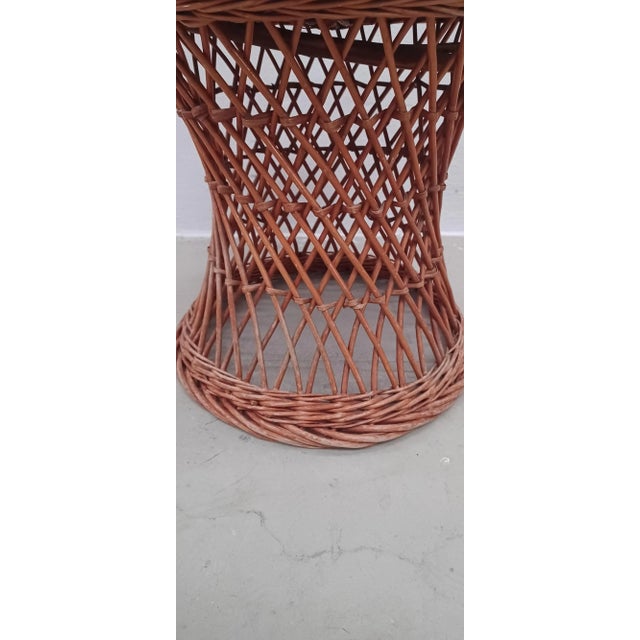 1960s Low Vintage Rattan Stool For Sale - Image 5 of 9