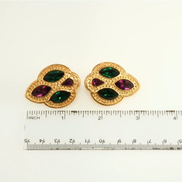 Abstract Napier Vintage Gold-Plated Byzantium Earrings, Pair For Sale - Image 3 of 4