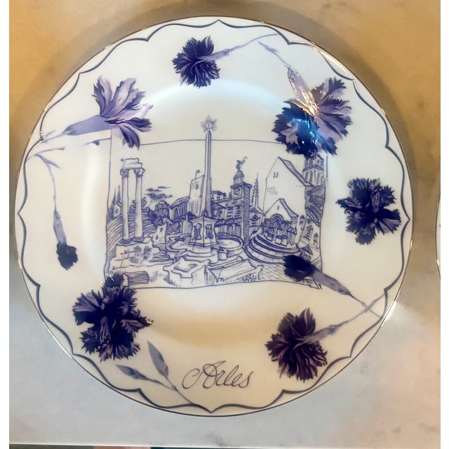 Complete Set of 6 Christian Lacroix "Cartes Postales" Porcelain Salad Plates For Sale - Image 9 of 9