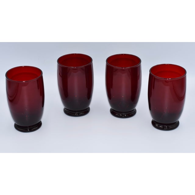 1950s Baltic Royal Ruby by Anchor Hocking Hand Blown 4pc Goblet Set For Sale In Palm Springs - Image 6 of 6