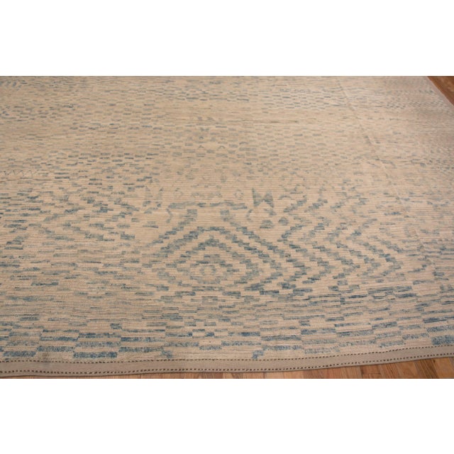A Beautiful Abstract Cream Light Blue Large Size Geometric Design Modern Area Rug, Country of Origin: Central Asia, Circa...