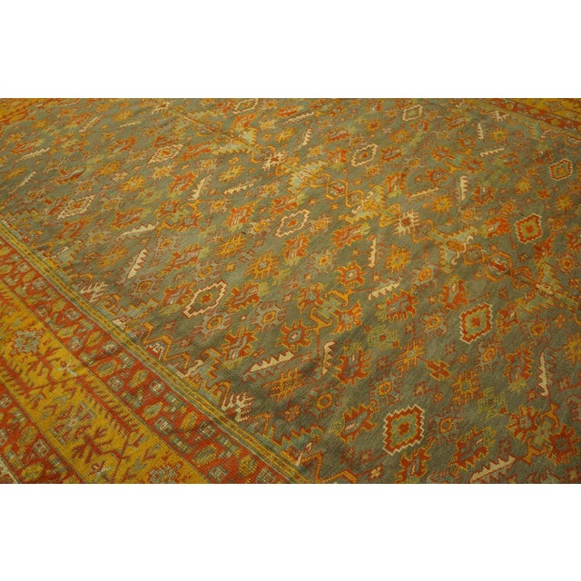 Textile Pretty SkyBlue Color & Decorative Geometric Pattern Antique Turkish Oushak Rug For Sale - Image 7 of 11