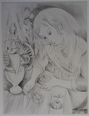 Mily Possoz, La jeune fille et la mandarine, Etching