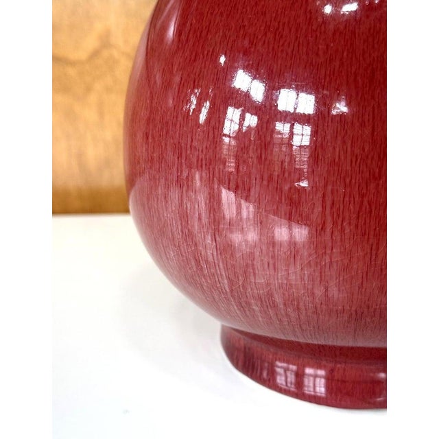 Pink Tall Antique Chinese Langyao Red Porcelain Vase Qing Qianlong Mark For Sale - Image 8 of 18