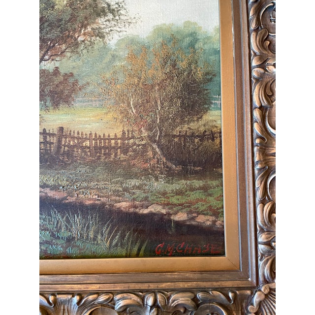 Textile Antique 19th Century Pastoral Landscape C M Chase For Sale - Image 7 of 8