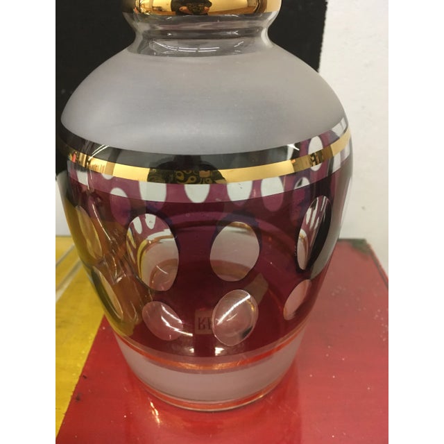 Etched Glass Decanter With Stopper For Sale - Image 4 of 9