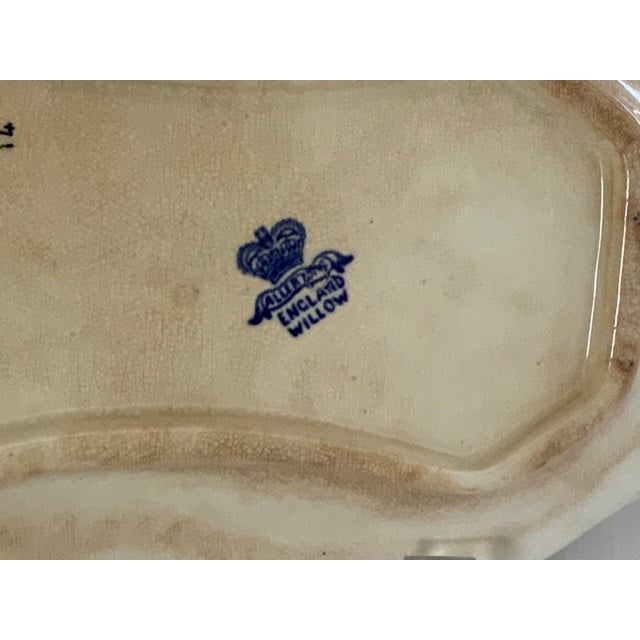 Chinese Antique Allertons Blue Willow Transferware Relish Dish Tray 8.5" Made in Staffordshire England C. 1920s For Sale - Image 3 of 4